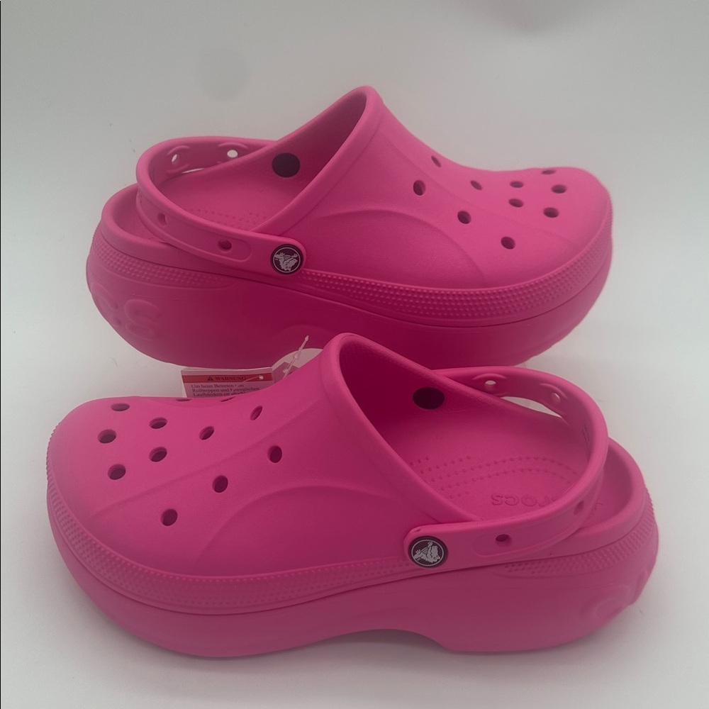 CROCS Women's Bella Mega Wedge Platform Clog Size 11 Electric Pink Slip-on Style